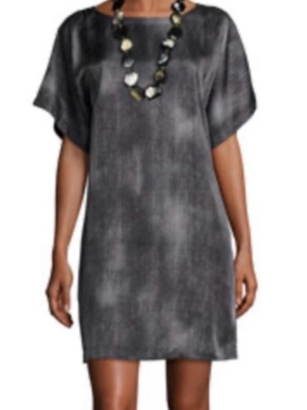 Eileen Fisher NWT Ash Gray Short Sleeve hazy print silk cotton XX small
